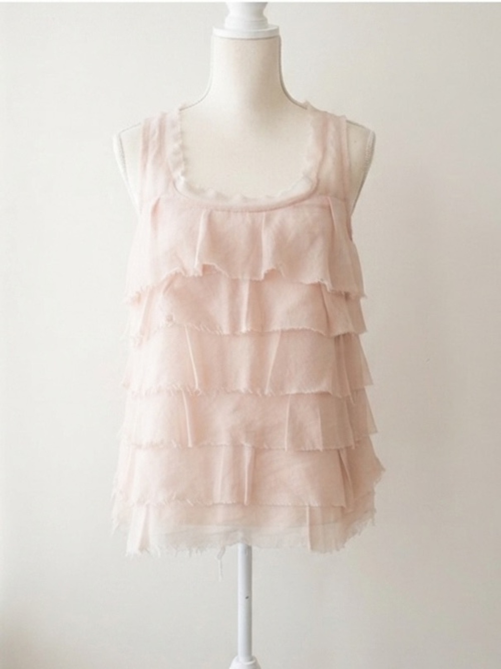 LOFT Cottagecore Soft Pink Tiered Tank Top